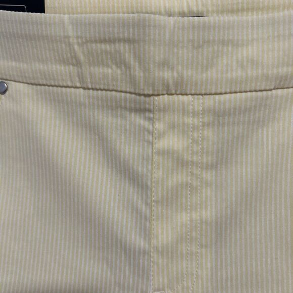 Mario Serrani Pants Womens Medium Seersucker Yellow Stretch Capri‎ Pullon - Picture 4 of 14